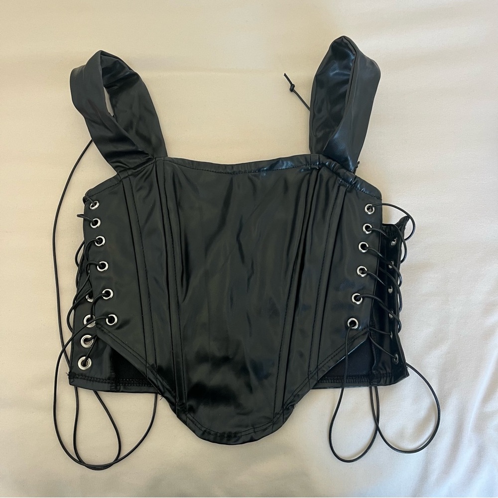 Black Lace-Up Corset Top